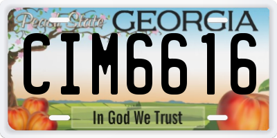GA license plate CIM6616