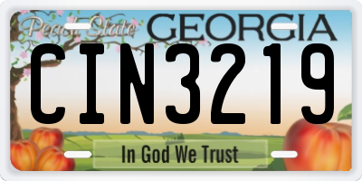 GA license plate CIN3219