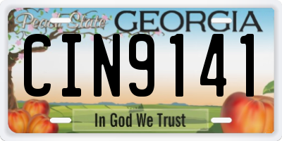 GA license plate CIN9141