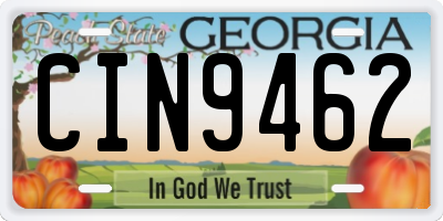 GA license plate CIN9462