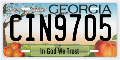 GA license plate CIN9705