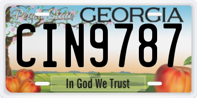 GA license plate CIN9787