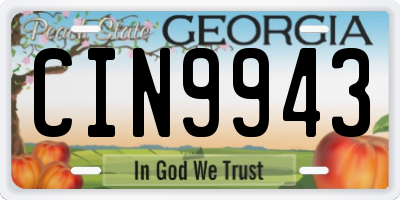 GA license plate CIN9943