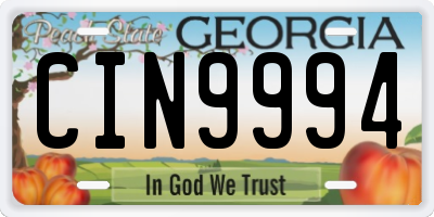 GA license plate CIN9994