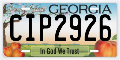 GA license plate CIP2926