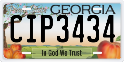 GA license plate CIP3434