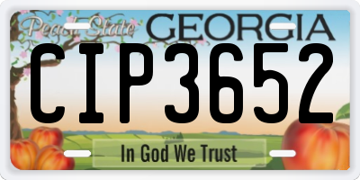 GA license plate CIP3652