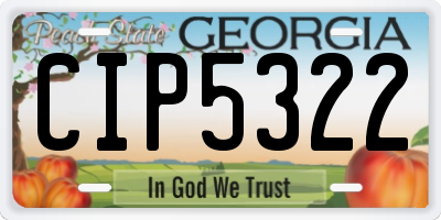 GA license plate CIP5322