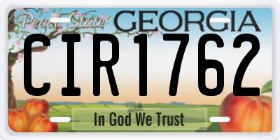 GA license plate CIR1762