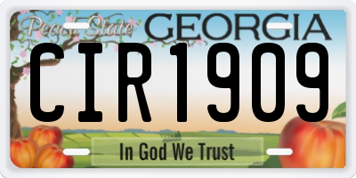 GA license plate CIR1909