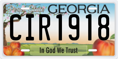 GA license plate CIR1918