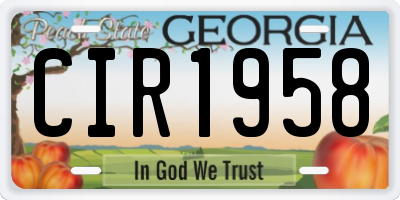 GA license plate CIR1958