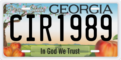 GA license plate CIR1989