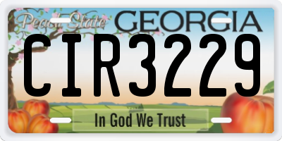 GA license plate CIR3229