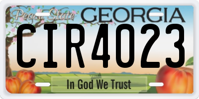 GA license plate CIR4023