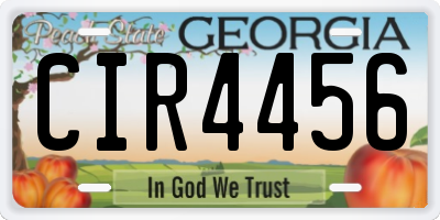 GA license plate CIR4456