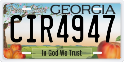 GA license plate CIR4947