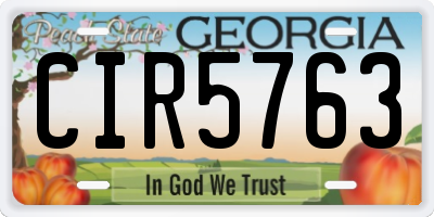 GA license plate CIR5763