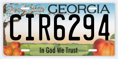 GA license plate CIR6294