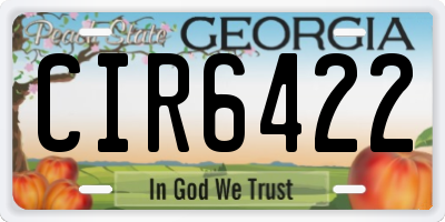 GA license plate CIR6422