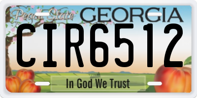GA license plate CIR6512