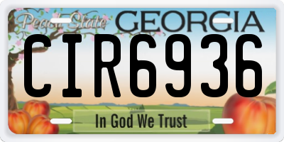 GA license plate CIR6936