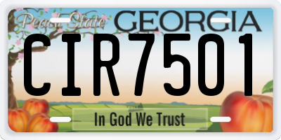 GA license plate CIR7501