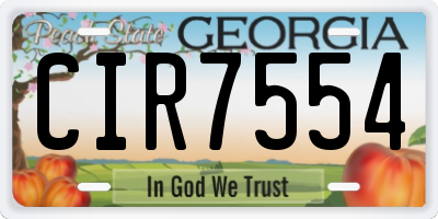 GA license plate CIR7554