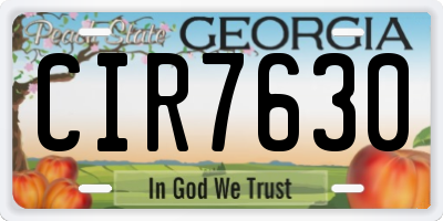 GA license plate CIR7630