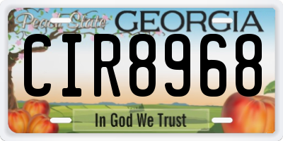 GA license plate CIR8968