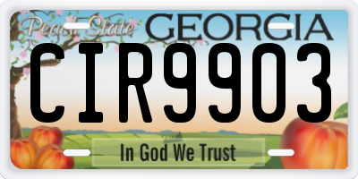 GA license plate CIR9903