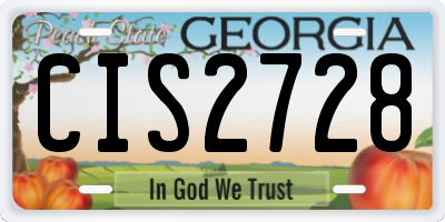 GA license plate CIS2728