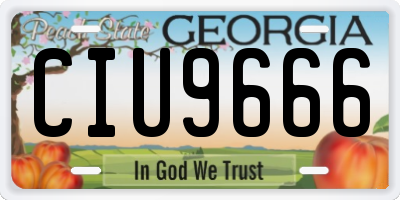 GA license plate CIU9666