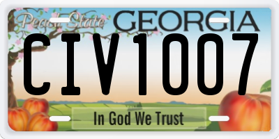 GA license plate CIV1007