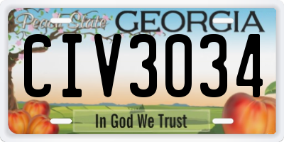 GA license plate CIV3034