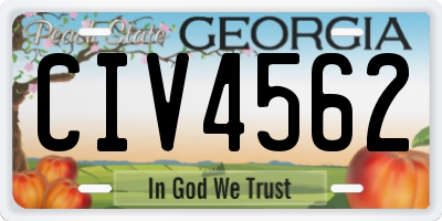 GA license plate CIV4562