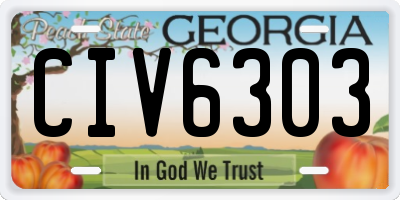 GA license plate CIV6303