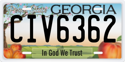 GA license plate CIV6362