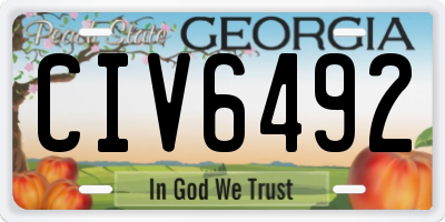 GA license plate CIV6492