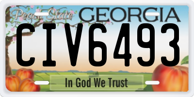 GA license plate CIV6493