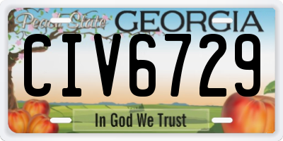 GA license plate CIV6729