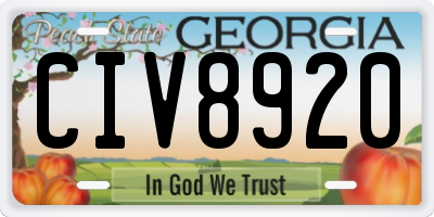 GA license plate CIV8920