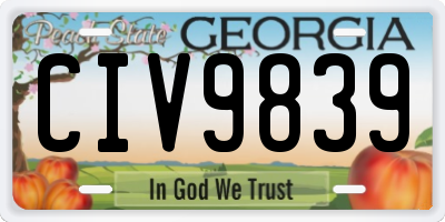 GA license plate CIV9839