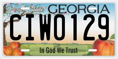 GA license plate CIW0129