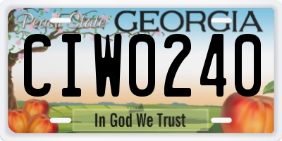 GA license plate CIW0240