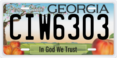 GA license plate CIW6303