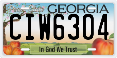 GA license plate CIW6304