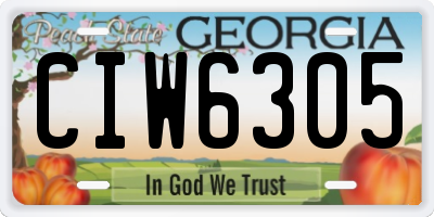 GA license plate CIW6305