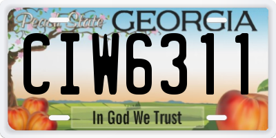GA license plate CIW6311