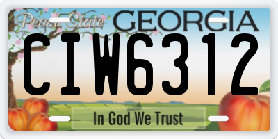 GA license plate CIW6312